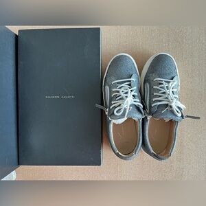Giuseppe Zanotti Charcoal Sneakers with White Accents